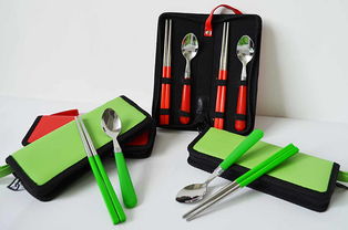 精美不銹鋼環保餐具 時尚皮包勺筷4件套產品大圖 揭陽市華典世通不銹鋼禮品廠